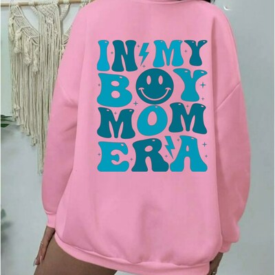 In My Boy Mom Era Sweatshirt Crewneck Pullovers Trendy Loose Fit Tops Fabric Round Neck Christmas, Christmas gift, gift. - image4